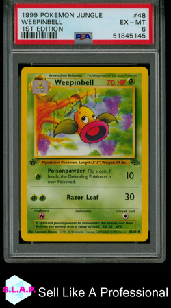 WEEPINBELL 1ST EDITION POKEMON JUNGLE 1ST EDITION 1999 48 PSA 6 - Image 1