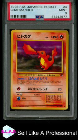 CHARMANDER POKEMON JAPANESE ROCKET 1997 4 PSA 9 - Image 1