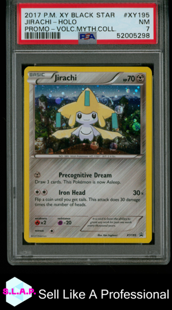 JIRACHI-HOLO PROMO-VOLC.MYTH.COLL. POKEMON XY BLACK STAR PROMO 2017 XY195 PSA 7 - Image 1