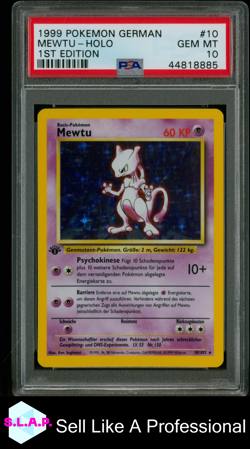 MEWTU-HOLO 1ST EDITION POKEMON GERMAN 1999 10 PSA 10 - Image 1