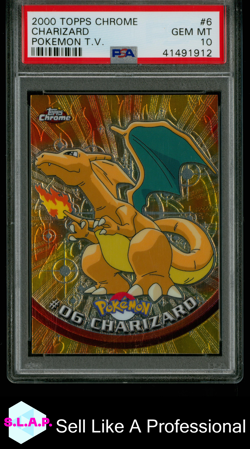 CHARIZARD POKEMON T.V. TOPPS CHROME POKEMON T.V. 2000 6 PSA 10 - Image 1
