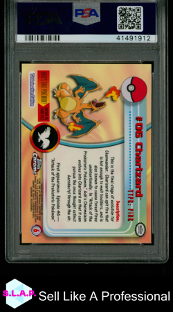 CHARIZARD POKEMON T.V. TOPPS CHROME POKEMON T.V. 2000 6 PSA 10 - Image 2