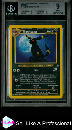 UMBREON HOLO R 2001 POKEMON NEO DISCOVERY UNLIMITED GERMAN 13 BGS 9 - Image 1