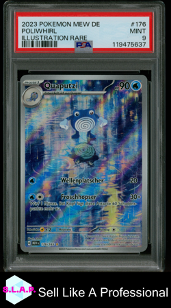 POLIWHIRL ILLUSTRATION RARE POKEMON GERMAN MEW DE-151 2023 176 PSA 9 - Image 1