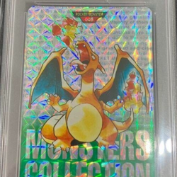 PSA 8 1996 JP Pokemon Bandai Charizard Prism Green Carddass Vending No.006 Japan - Image 3