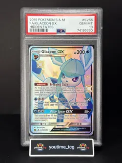 2019 Pokemon Sun & Moon: Hidden Fates Shiny Vault Glaceon GX #SV55 PSA 10 - Image 1