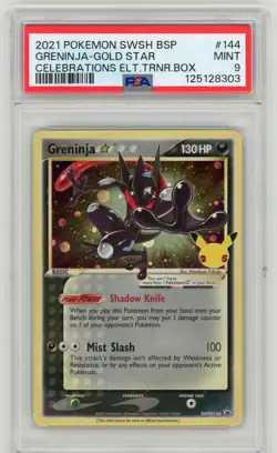 2021 Pokemon Celebrations ETB GRENINJA Gold Star #SWSH144 PSA 9 MINT - Image 1