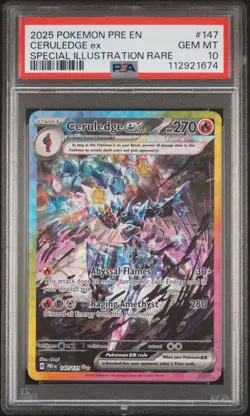 2025 POKEMON PRE EN-PRISMATIC EVOLUTIONS #147 CERULEDGE EX PSA 10 - Image 1