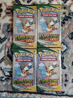 Pokemon TCG SWSH Evolving Skies Fun Pack Booster x4 Packs Sealed New Booster - Image 1