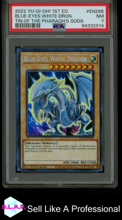 BLUE-EYES WHITE DRAGON YU-GI-OH! 2022 TIN OF THE PHARAOHS GODS 266 2022 EN PSA 7 - Image 1