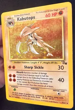 Kabutops 9/62 1999 Fossil Unlimited Pokemon Card Vintage WOTC Holo Rare - Mp - Image 2