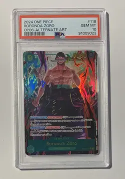 One Piece TCG Card Roronoa Zoro Alt Art OP06-118 OP06 PSA 10 SEC English - Image 1