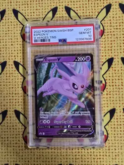 2022 Pokemon PSA 10 SWSH201 #201 Espeon V Black Star Promo Card, Sword & Shield - Image 1