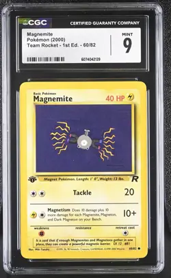 CGC 9 MINT Magnemite Team Rocket 1st Edition 60/82 Pokemon Card - Image 1