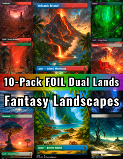 OG Dual Lands Set 10-Pack FOIL Proxy Cards with Custom Fantasy Landscapes Art - Image 3