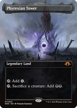 1x Phyrexian Tower ~~ Borderless - Foil NM-Mint, English Modern Horizons 3 MTG M - Image 1