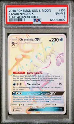 POKEMON PSA 8 GRENINJA GX SECRET 133/131 FORBIDDEN LIGHT ITALIANO 2018 POP 1!🌍 - Image 1