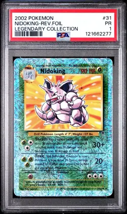 PSA 1 Nidoking 31/110 Legendary Collection Reverse Holo Foil 2002 Pokemon WoTC - Image 1