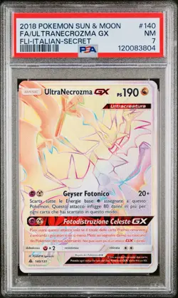 POKEMON PSA 7 ULTRANECROZMA GX SECRET 140/131 FORBIDDEN LIGHT ITA 2018 POP 1!🌎 - Image 1
