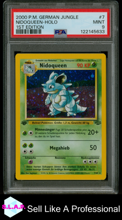NIDOQUEEN-HOLO 1ST EDITION POKEMON GERMAN JUNGLE 2000 7 PSA 9 - Image 1