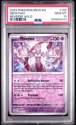 2023 POKEMON MEW EN-151 REVERSE HOLO #150 MEWTWO PSA 10 - Image 1