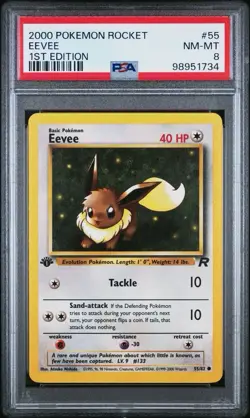 2000 POKEMON ROCKET EEVEE 1ST EDITION PSA #55 NM-MT 8 VINTAGE ! - Image 1