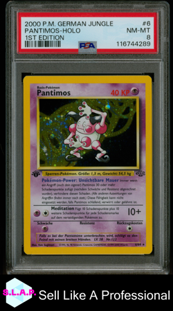 PANTIMOS-HOLO 1ST EDITION POKEMON GERMAN JUNGLE 2000 6 PSA 8 - Image 1