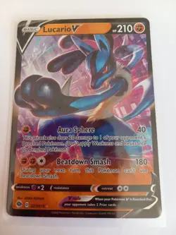 Pokemon TCG Lucario V 027/073 Champion's Path Half Art Ultra Rare Card - Image 1