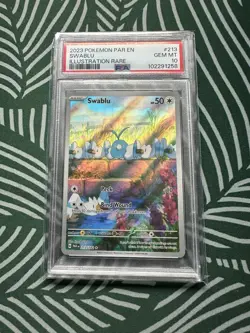 Pokemon TCG Swablu 213/182 2023 Paradox Rift Illustration Rare Card - PSA 10 - Image 1