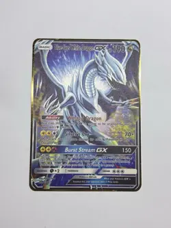 Blue Eyes White Dragon GX Pokemon Gold Metal Fan Art Textured Collector Card - Image 1