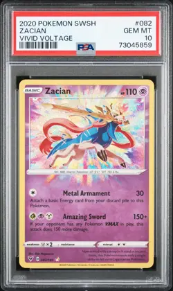 ZACIAN Amazing Rare 82/185 2020 Pokemon Vivid Voltage PSA 10 - Image 1