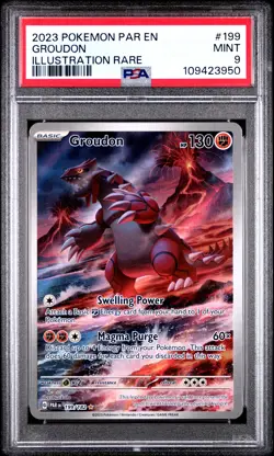 2023 POKEMON PAR EN-PARADOX RIFT ILLUSTRATION RARE #199 GROUDON PSA 9 - Image 1