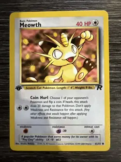 Pokemon TCG Meowth Team Rocket 62 Regular 1st Edition Common NM - Image 1