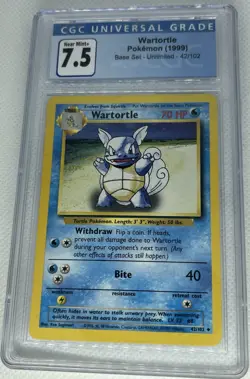 Wartortle 42/102 CGC 7.5 NM + - Pokemon Base Set Unlimited - Image 1