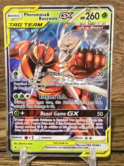 Pokemon Card Pheromosa & Buzzwole GX 1/214 Sm- Unbroken Bonds Holo Tag Team NM - Image 1