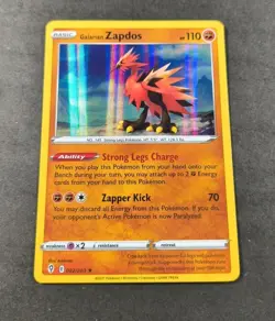 Pokemon Evolving Skies Galarian Zapdos Holo Rare Card 082/203 NM - Image 1