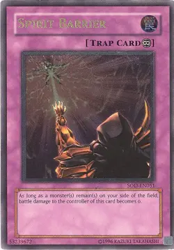 Yu-Gi-Oh Card - SOD-EN051 - SPIRIT BARRIER (ultimate rare holo) *Played* - Image 1