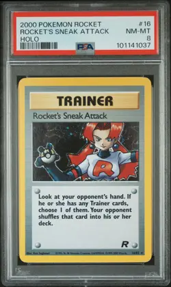 PSA 8 - Pokemon Card - Team Rocket 16/82 - ROCKET'S SNEAK ATTACK (holo) - NM-MT - Image 1