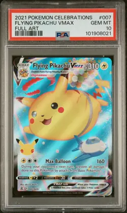 2021 POKEMON CELEBRATIONS #007 FULL ART/FLYING PIKACHU VMAX PSA 10 - Image 1