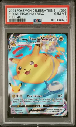 2021 POKEMON CELEBRATIONS #007 FULL ART/FLYING PIKACHU VMAX PSA 10 - Image 1