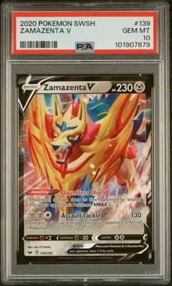 2020 POKEMON SWORD & SHIELD #139 ZAMAZENTA V PSA 10 - Image 1