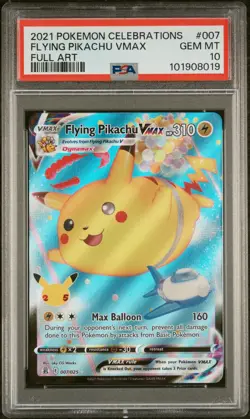 2021 POKEMON CELEBRATIONS #007 FULL ART/FLYING PIKACHU VMAX PSA 10 - Image 1