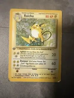 Pokemon Karte Raichu 1 Edition Base Set Deutsch 14/102 Holo Sammlung - Image 1