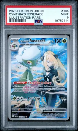 2025 POKEMON DRI EN-DESTINED RIVALS ILLUSTRATION RARE CYNTHIA'S ROSERADE PSA 9 - Image 1