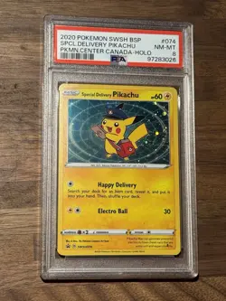 Pokemon Special Delivery Pikachu SWSH074 Sword & Shield Promo Holo PSA 8 - Image 1