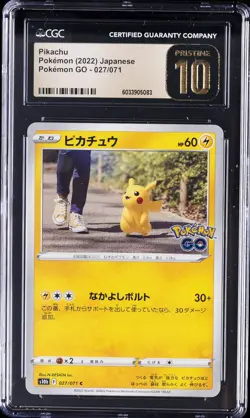 2022 POKEMON JAPANESE POKEMON GO #027 PIKACHU CGC 10 PRISTINE - Image 1