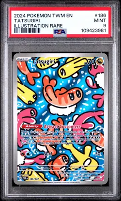 2024 POKEMON TWM EN-TWILIGHT MASQUERADE ILLUSTRATION RARE #186 TATSUGIRI PSA 9 - Image 1