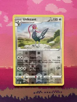 Pokemon Card Unfezant Rebel Clash Reverse Holo Rare 145/192 Near Mint - Image 1