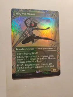 MtG FOIL Silk, Web Weaver Borderless Marvel's Spider-Man MAGIC THE GATHERING 215 - Image 2