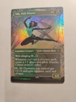 MtG FOIL Silk, Web Weaver Borderless Marvel's Spider-Man MAGIC THE GATHERING 215 - Image 3